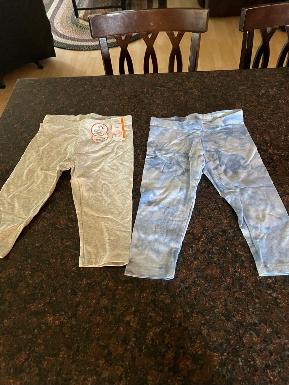 Kids Leggings Pack - Gray and Light Blue Tie-Dye
